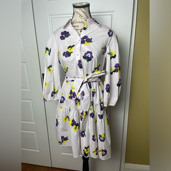 ♠️Kate Spade Pansy Toss Floral Printed Tie Waist Shirtdress NWT - Picture 5 of 12
